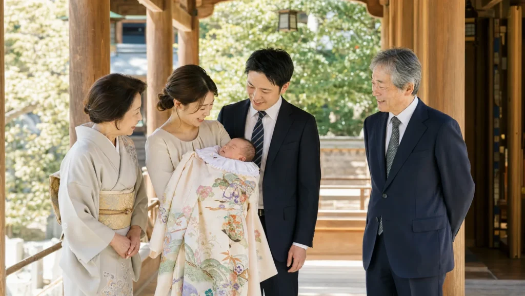 お宮参りの服装｜赤ちゃん・母親・父親・祖父母の選び方をイメージした写真